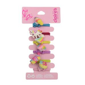 Claires Elastic Hair Tie Set Unicorn Rainbow Heart Ice Cream Donut Frappe